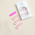 Set de uñas postizas degradado rosa con caja, adhesivos y lima de uñas detallada - Uña de Ataúd Larga de Color Rosa y Blanco Degradado Francés (XH-87-91)