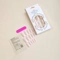 Soft pink press-on nail kit featuring square nails, nail file, and adhesive jelly glue - Pale Pink Glossy Square Style (XB-51-53)