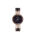 Women's rose gold starry sky quartz watch with multi-faceted glass and steel strap - Gold