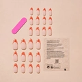 Mandel-Kunstnägel mit rotem Flammen-Design, Klebepads und einer rosa Feile - Roter Flammen-Mandel-Stil (XC-30-05) / 24 Stück/Box