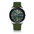 Army green men's automatic mechanical sports watch with silicone strap and date window - Olive Green