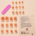Short orange gradient press-on nails set with rhinestone flowers and manicure tools - Orange Pink Gradient Blush Style With Rhinestones (XB-28-13)