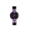 Women's starry blue watch with faceted purple glass and rose gold metal strap - Purple