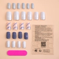 Press-on nail set with 24 pieces in milk pattern and glitter finish, including tool kit - Blue Glitter & Cow Pattern Style(XB-38-54)
