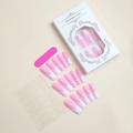 Detailed set of French white tips press-on nails with heart glitter and accessories - Pink Glitter French Heart Style (XH-89-95)