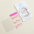 Pink almond press-on nails with heart patterns, including file and jelly glue kit - Pink Base Black Heart Style (XD-93-18)