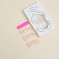 Franse amandelvormige kunstnagels set met witte strikjes, parels en applicatiekit - Franse 3D Boog Hart Stijl (XD-93-10)