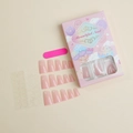 Detailed set of 24 pink gradient press on nails with adhesive tabs and manicure tool - Nude Pink Gradient Style (XE-88-28)