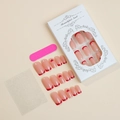 Set de uñas postizas French rojas con corazones, 24 piezas, lima y adhesivos - Decoración de corazón francés rojo (XD-60-19)
