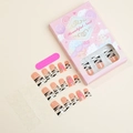Leopard print press-on nail kit with 24 tips, glue stickers, and filing tool - Nude Pink Zebra Pattern with Pink Lips and Rhinestones (XD-88-31)