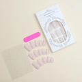 Pink matte false nail set with silver glitter ripples, including file and adhesive tabs - Matte Pink with Silver Glitter Water Ripple (XH-92-23)