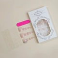French style toenail press-on set with pink base, white tips, rhinestones and heart gems - French Heart Rhinestone Style (XB-85-98)