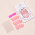 Pink French ombre press-on nails set with mini nail file and adhesive jelly glue tabs - Pink French Square Style (XD-93-28)