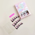 Detail view of 24pcs duckbill fake nails with floral print and mini rhinestone accents - Hand-painted Flower Rhinestone Style (XA-86-10)