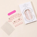 French tip toe press-on nails with 3D white flowers, gems, and nail glue application kit - French Pink 3D Flower Rhinestone Style (XH-92-96)
