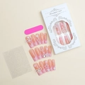 Uñas postizas French Barbie rosa con perlas 3D, estrellas y lazos en caja de regalo - Estilo Estrella Lazo Rosa Dulce (XB-70-48)
