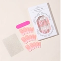 Uñas postizas francesas con lazos rosas y pedrería con pegamento y lima incluidos - Estilo Francés Rosa con Lazo 3D y Diamantes de Imitación de Colores (XH-95-10)