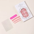 Dettaglio del set unghie finte piedi French rosa con punte bianche e kit applicazione - Stile Francese Rosa (XH-95-24)