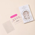 Glittery white and silver gradient press-on toenails kit with file and jelly glue pads - White Silver Glitter Stripes(XD-93-40)