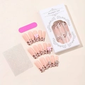 Kit complet de faux ongles french léopard avec nœuds 3D et charmes en forme de cœur - Style Nœud Rose Léopard Français (XH-95-61)