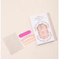 Detail of pink French press-on nails set with gold edges, file and jelly glue kit - French Gold Glitter Style (XE-94-68)
