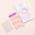 Pink pearlescent stiletto press-on nails set with a cute bow in a white window box - Pink Pearl Bow Style (XE-94-40)