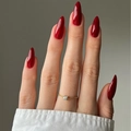 Elegant gold chain ring with a single round diamond set on a minimalist band style - Wine Red (XA-81-86)