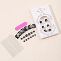 Handmade black floral press on toe nails with daisy designs and golden rhinestones set - Black Floral Rhinestone Style (XH-95-11)