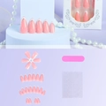 Unghie finte a mandorla rosa con punte bianche french, glitter argento e kit applicazione - Stile Mandorla Glitter Argento French Rosa (XH-92-98)