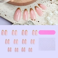 Roze amandel kunstnagels met gouden French tips set inclusief vijl en lijm stickers - Nude Pink Gold Tip Amandel (XH-87-72) / 24 Stuks/Doos