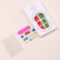 Colorful mix of glossy toenail press-ons with pink nail file and adhesive tabs in box - Colorful Mixed Colors Style (XE-94-67)