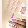 Unghie finte French rosa e bianche con fiocchi 3D, strass e kit di applicazione completo - Fiocco Francese Rosa e Bianco (XH-95-81) / 24 Pezzi/Scatola