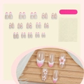 Uñas postizas almendradas 3D con degradado rosa y detalles de flores de cerezo en relieve - 30 Piezas/En caja / Degradado Rosa Blanco Estilo Flor de Cerezo 3D (2XB1-13873)