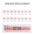 Size chart for 150pcs French press-on nails featuring 16 different sizes in pink tips - Matte French Set (ZHZ-BX-3003)