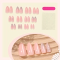 Rosa Mandel-Kunstnägel mit 3D-Silber-French-Tips und Stern-Design Komplett-Set - Rosa Silberner Stern 3D Linienstil (2XB1-13473)