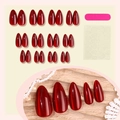 Lot de 24 faux ongles amande œil de chat rouge foncé avec lime et autocollants - Style Œil de Chat Rouge Foncé (1XB1-13567)