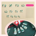 Uñas postizas de almendra navideñas con diseño de pino verde y bayas, set de 24 piezas - Estilo de Pino y Bayas de Navidad (XA-100-38) / En Caja (Herramientas Incluidas)