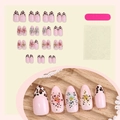 Handgefertigtes Mandel-Nagelset mit rosa 3D-Leoparden-Design und Zubehör - Rosa Französischer Leopard 3D Floral Stil (1XB1-13490)