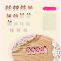 Handgefertigtes 3D-Almond-Nagelset mit roten Blumen und modischen Punktmustern - Roter 3D Floral Polka Dot Stil (1XB1-13586) / 30 Stück/Karton