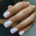 Close-up of milky white square press-on nails with glossy finish for a clean look - Minimalist Milky White (XL-40-95)