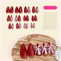 Weihnachtliche rote Katzenauge-Mandel-Nägel mit Glitzer und Streifen-Design Set - 24 Stück/Box / Rote Streifen und Glitzer (1XB1-13638)