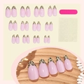 Set unghie a mandorla leopardate francesi con base rosa ed effetto cat-eye lucido - 24 Pezzi/Scatola / Leopardo Francese Rosa Nude (1XB1-13495)