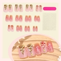3D Christmas press-on nails with pink cat-eye effect, snowflakes and pearl tree motifs - Christmas Snowflake Christmas Tree Style (1XE2-13571) / 24Pcs/Box
