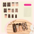 3D French leopard print press-on nails with bow accents and luxury nail kit - 3D Leopard Print & Floral Style (1XA2-13634) / 24Pcs/Box