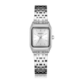 Montre à quartz carrée argentée élégante avec cadran brossé et bracelet en métal à cinq maillons - Argent Blanc