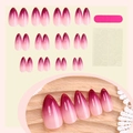 Pink to burgundy gradient almond press-on nails with red glitter tips and application kit - Pink Purple Gradient Red Glitter Style (1XB1-13595)