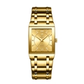 Elegante reloj de cuarzo rectangular en dorado con esfera con textura de sol para hombre - Esfera Dorada Correa Dorada (Hombre)