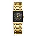 Elegant square gold quartz watch for women with black dial and Roman numerals - Black Dial Gold Band (Women)