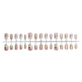 Unghie finte occhio di gatto con graziosi motivi a gatto su base rosa nude glitter - Stile Cat Eye Tema Gatto (3XD3-13195)