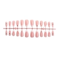 White French tip press-on nails with pearls and rhinestones on nude almond base - White French Pearl Star Style (3XB1-13082)